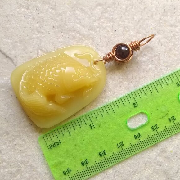 Big & Chunky Yellow Fish Pendant! Bass Fishing Girl! Lake Fishing! Angling! - Picture 6 of 7